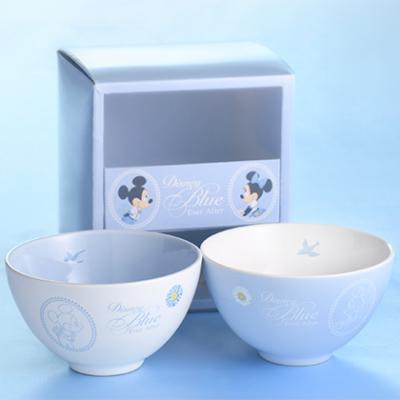 日本製迪士尼樂園Blue Ever After粉藍花朵系列米奇米妮2入陶瓷碗組-5月初出貨 預購