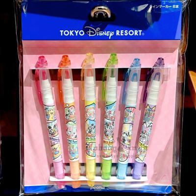 迪士尼樂園六大主題公園系列米奇米妮6入雙頭螢光筆組-5月初出貨 預購