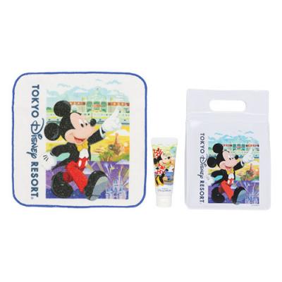 迪士尼樂園仿園區塑膠袋 米奇 米妮小方巾+護手霜組-5月初出貨 預購