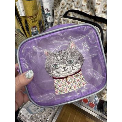 Kusuguru洋裝貓咪刺繡網狀拉錬包特價(VIP下標限定請勿自行下單)