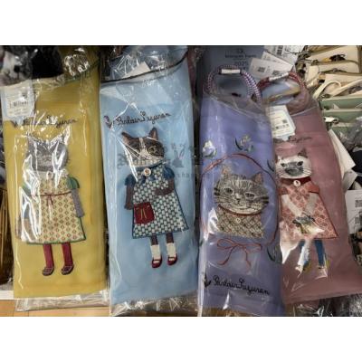 Kusuguru洋装貓咪刺繡雪紡圓繩購物袋特價(VIP下標限定請勿自行下單)