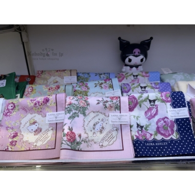 Laura AshleyxSanrio characters聯名日本製53x53cm手帕(VIP下標限定請勿自行下單)