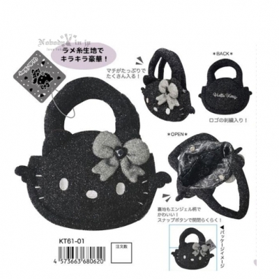 Sanrio kitty 黑銀天使系列閃亮手提包 原價1299特價850-再販預約品2月出貨(VIP下標限定請勿自行下單...