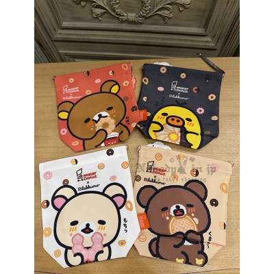 San-X懶熊mister Donut聯名雙面束口袋 特價現貨