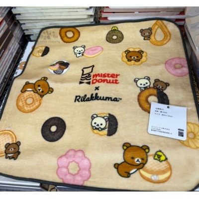 San-X懶熊mister Donut聯名小方巾 原價240特價199(VIP下標限定請勿自行下單)