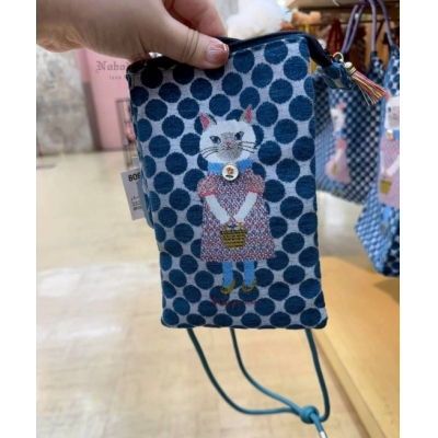 Kusuguru洋裝貓咪天鵝絨隨身斜背包 特價(VIP下標限定請勿自行下單)