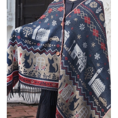 吉トカ宮崎駿秋冬限定提花流蘇披肩(VIP下標限定請勿自行下單)