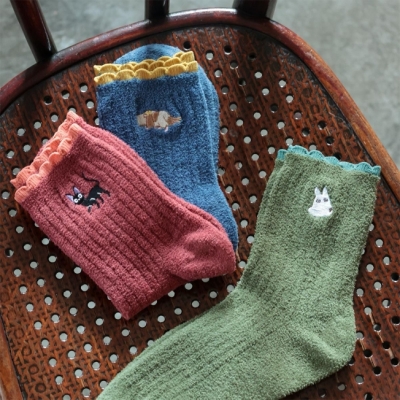 吉卜力宮崎駿棉花糖23-25cm刺繡短襪(VIP下標限定請勿自行下單)