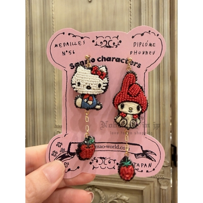 Tamao純手工刺繡羊皮kitty聯名耳環 現貨