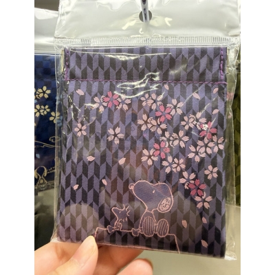 史努比傳統花紋櫻花刺繡單手開小物包(VIP下標限定請勿自行下單)