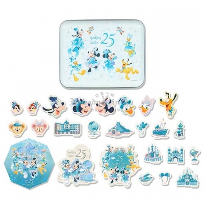 迪士尼樂園海洋25週年祝福藍系列25枚入貼紙鐵盒(VIP下標限定請勿自行下單)