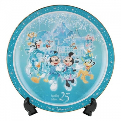 迪士尼樂園海洋25週年祝福藍系列附展示架陶瓷盤(VIP下標限定請勿自行下單)