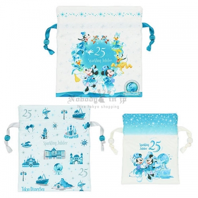 迪士尼樂園海洋25週年祝福藍系列3入大中小束口袋組(VIP下標限定請勿自行下單)