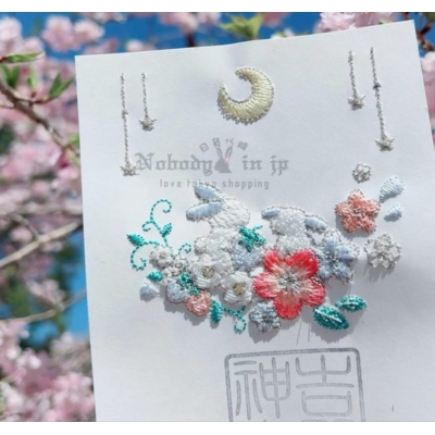 奈良吉野神宮四月限定櫻兔與莓刺繡御朱印(VIP下標限定請勿自行下單)