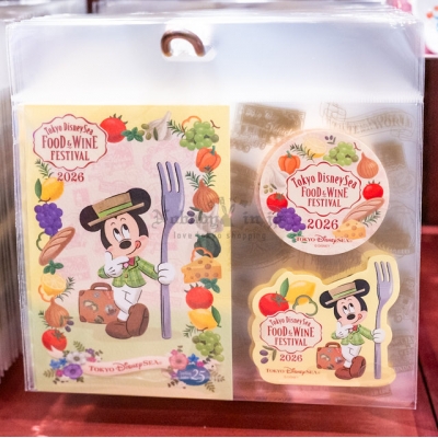 迪士尼樂園海洋美食美酒節系列明信片+2入貼紙組