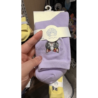 Scolar刺繡貓咪短襪