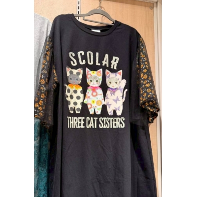 Scolar貓姊妹薄紗層疊袖洋裝