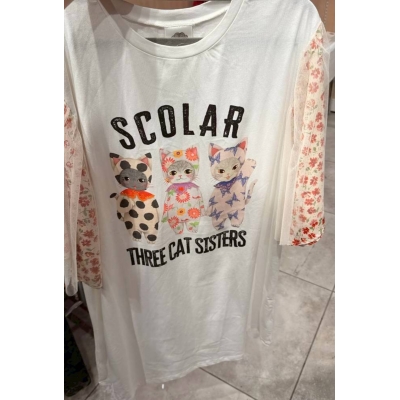 Scolar貓姊妹薄紗層疊袖洋裝