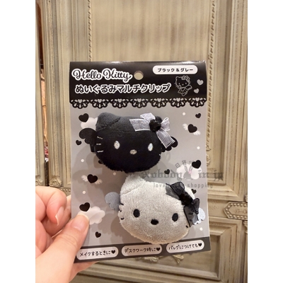 Sanrio kitty黑銀天使系列2入絨毛髮夾組 原價 650特價450