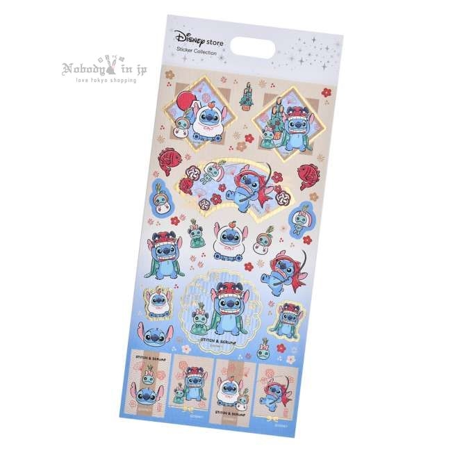 スティッチ＆スクランプ シール・ステッカー 和紙風 Sticker Collection NEW YEAR STITCH 2026_結果.jpg