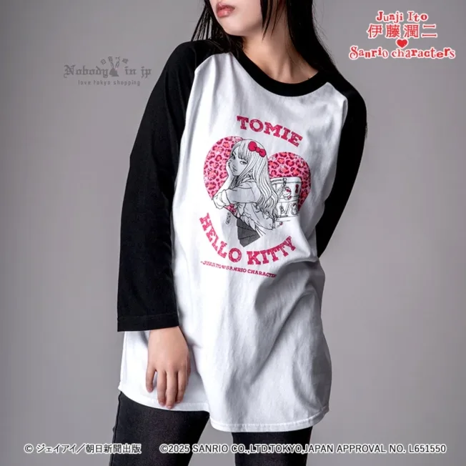伊藤潤二×サンリオキャラクターズ ラグランTシャツ ギャル富江×ハローキティ (1)_結果.jpg