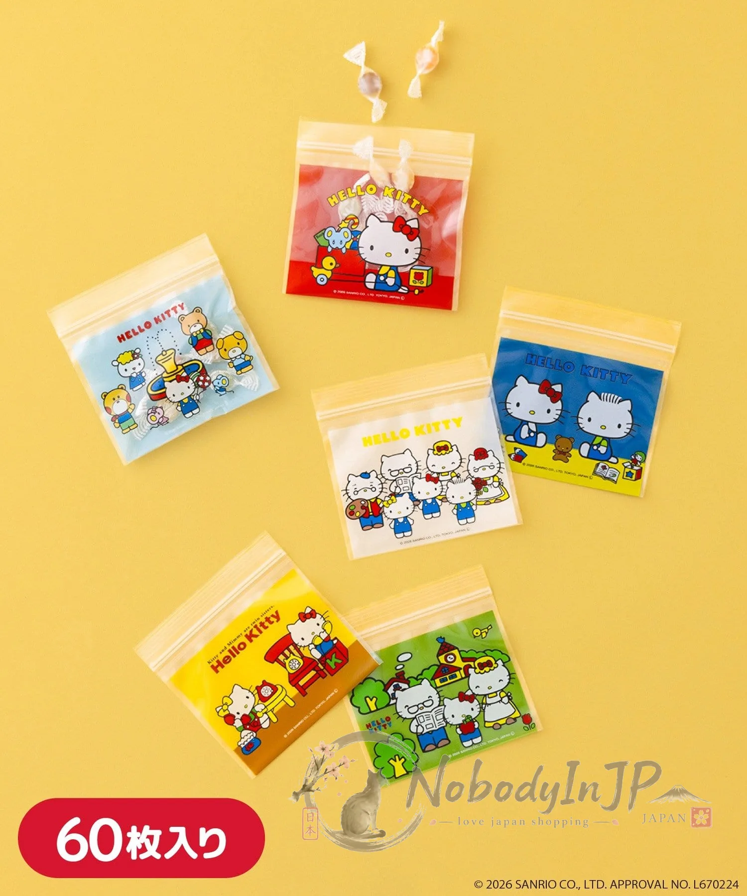 3COINS x kitty聯袋六種圖案60枚入