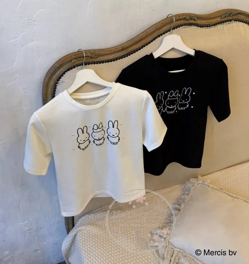 Miffy米菲兔期間限定展MIIA聯名珍珠點綴短袖上衣