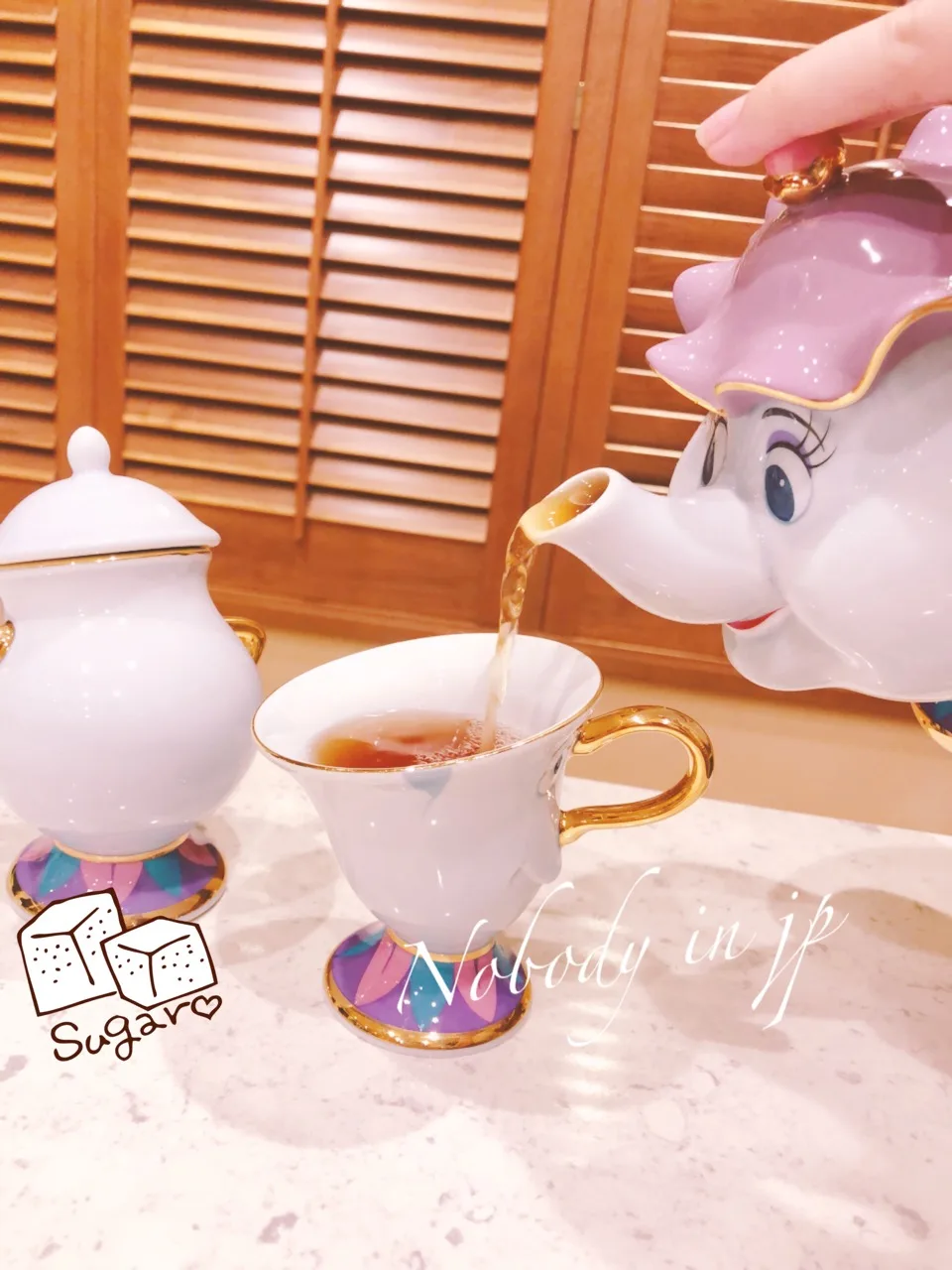 迪士尼樂園美女與野獸茶壺媽媽阿齊茶杯 現貨