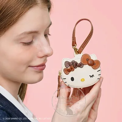genten x  Sanrio Kitty聯名牛皮掛包