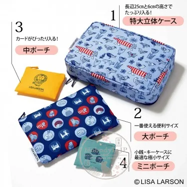 寶島社 LISA LARSON 4入拉鍊袋組