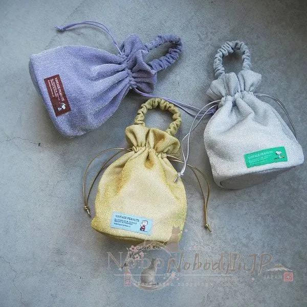 PEANUTS史努比閃亮繡線水桶提包