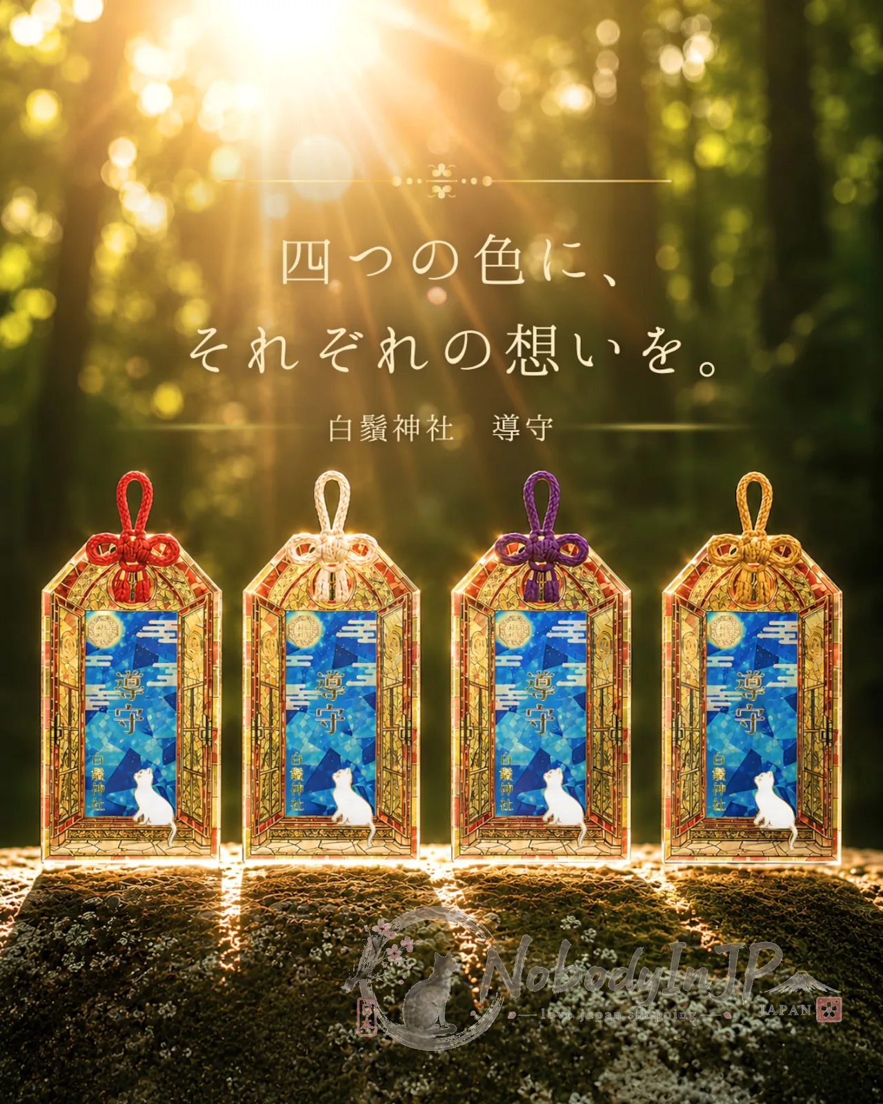 白鬚神社彩繪玻璃風七福貓導御守