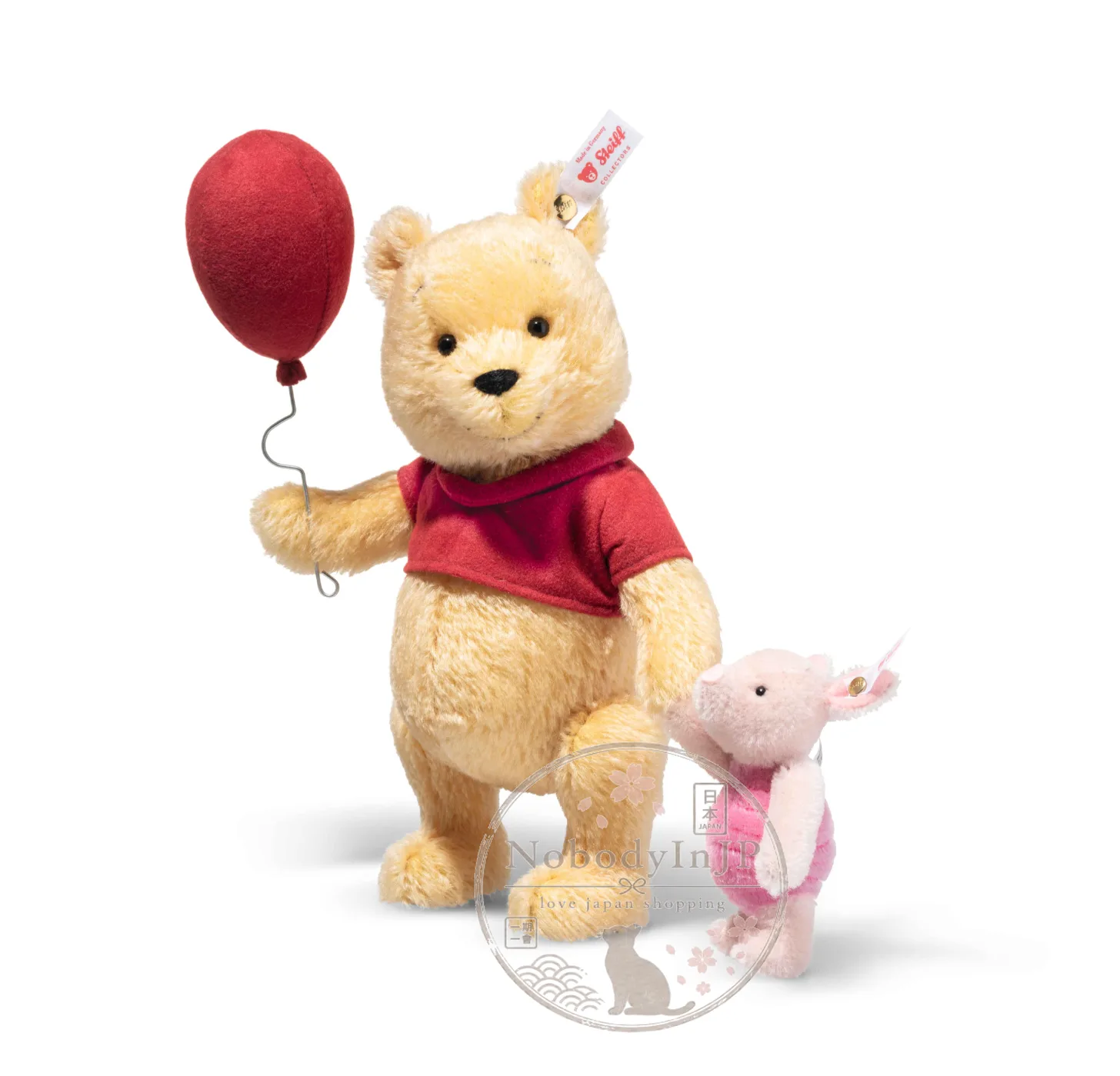 Steiff 100週年維尼與小豬可動絨毛娃娃套組