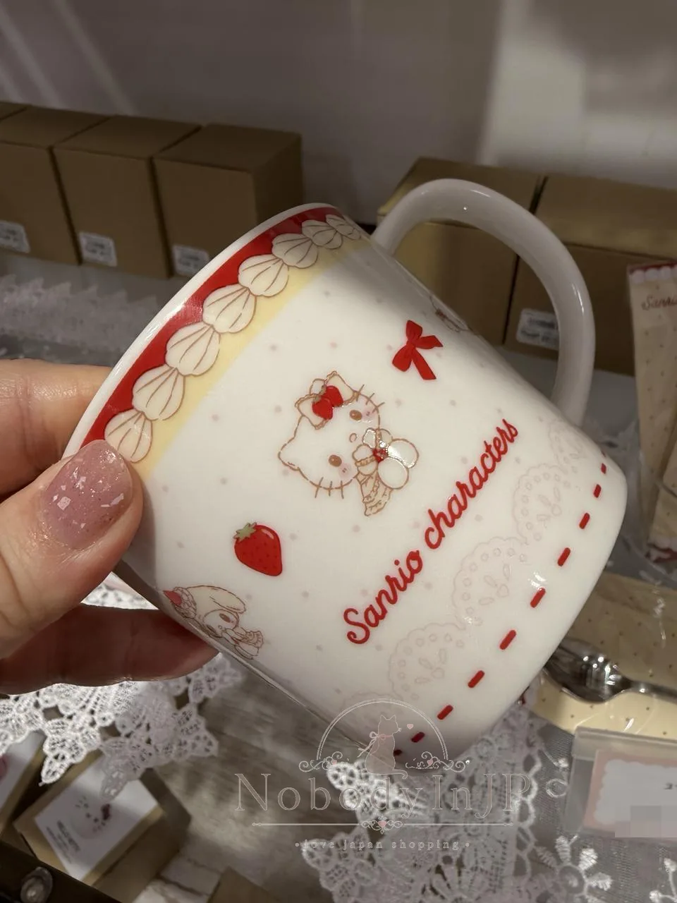 Sanrio伊勢丹期間限定展草莓蛋糕系列日本製陶瓷杯