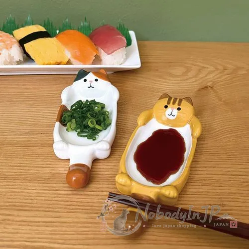 DECOLE可愛貓咪筷架陶瓷小皿 特價