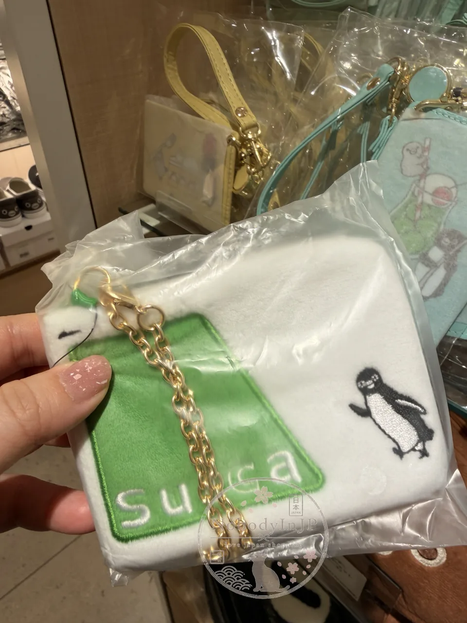 Suica企鵝絨毛金鏈票卡套