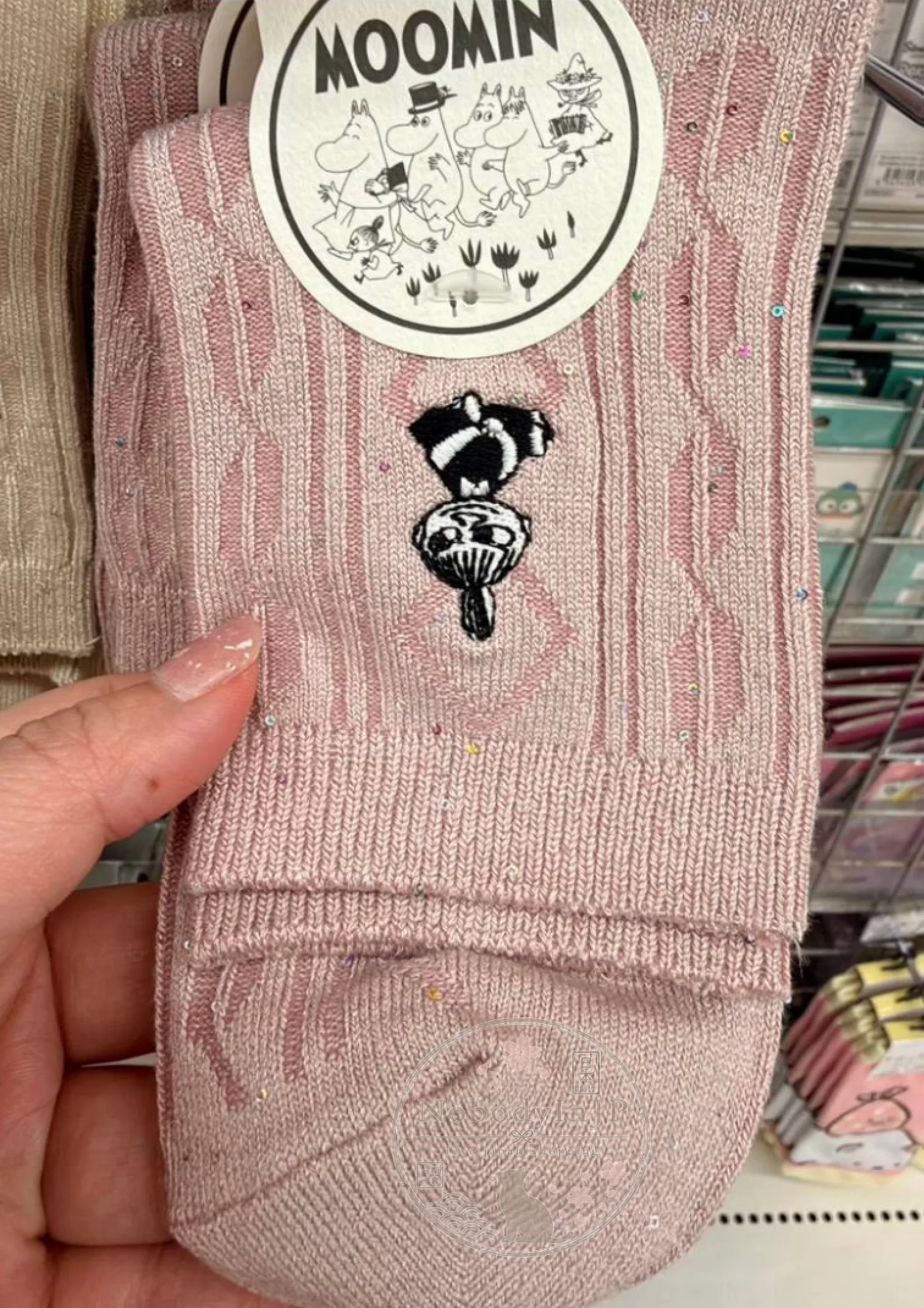 MOOMIN嚕嚕米亮片點綴刺繡短襪 特價