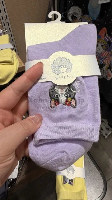 Scolar刺繡貓咪短襪