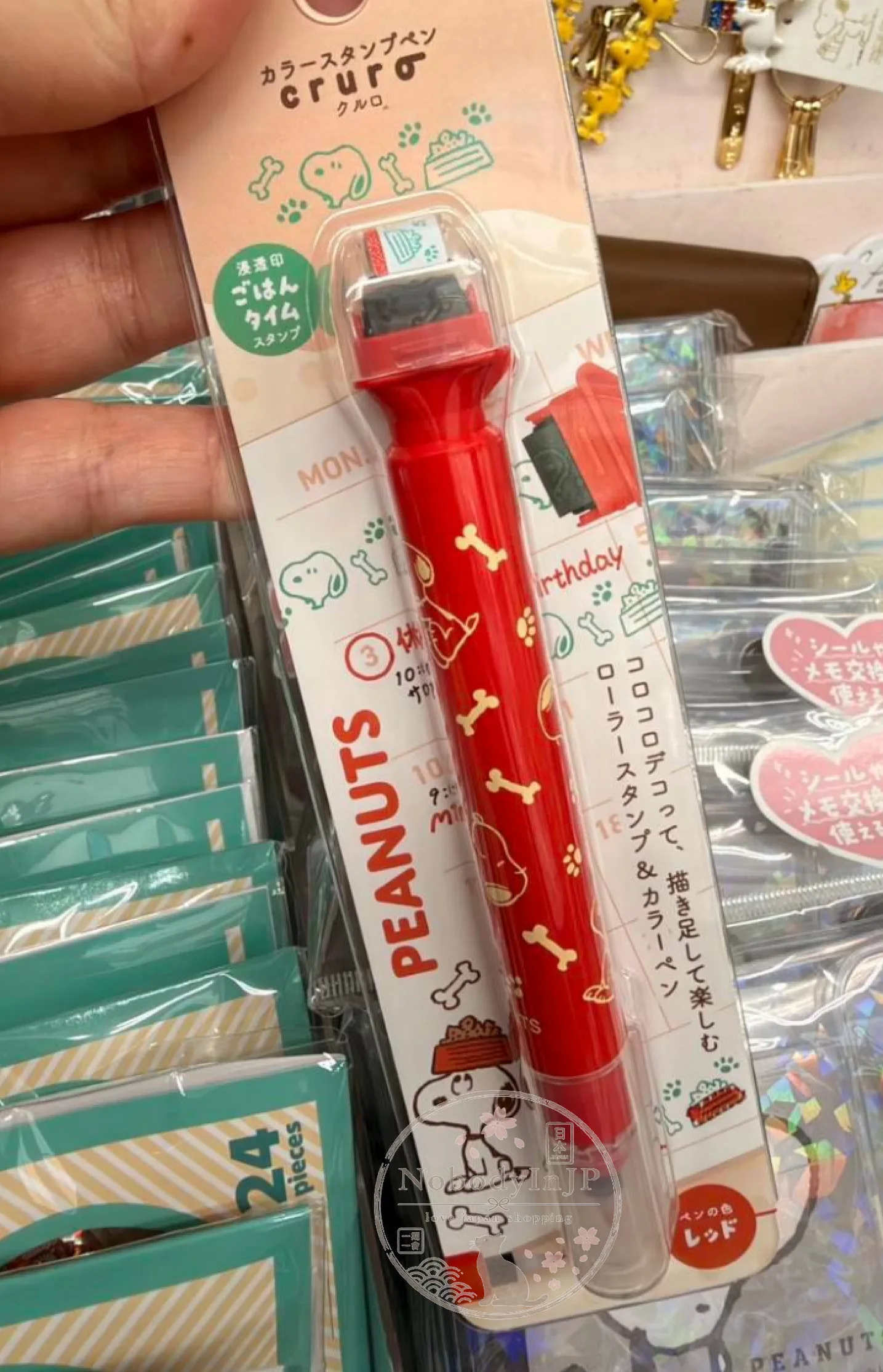 PEANUTS史努比滾輪印章二合一色筆 特價