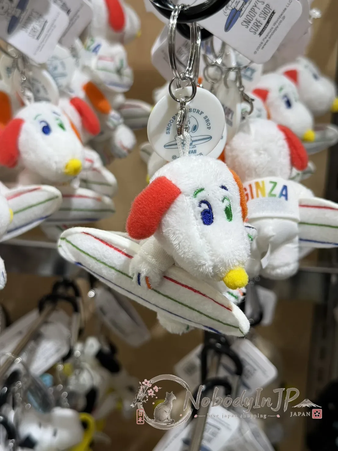 銀座三越SNOOPY期間限定展沖浪系列絨毛吊飾