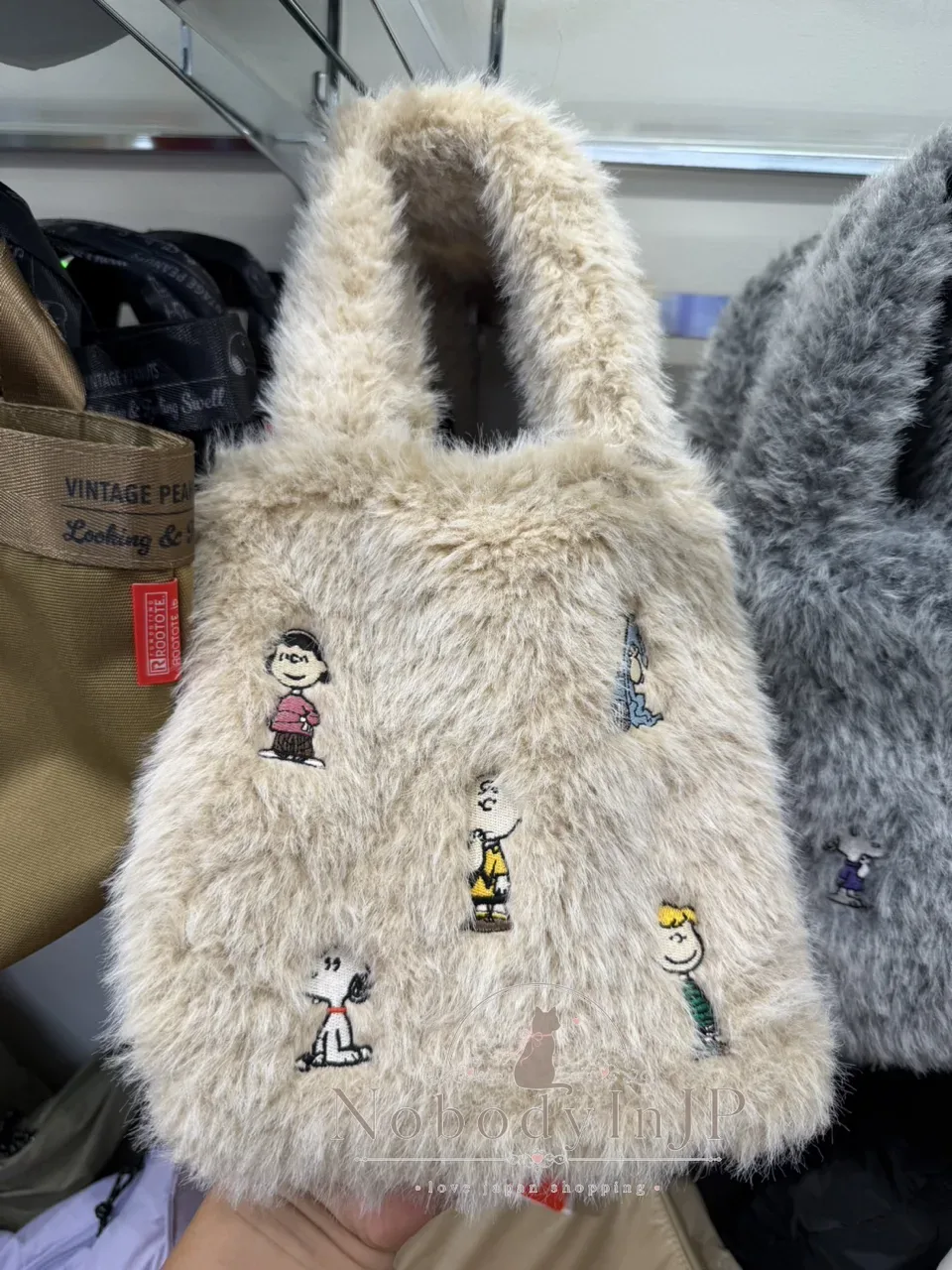 SNOOPY 史努比毛海刺繡手提包