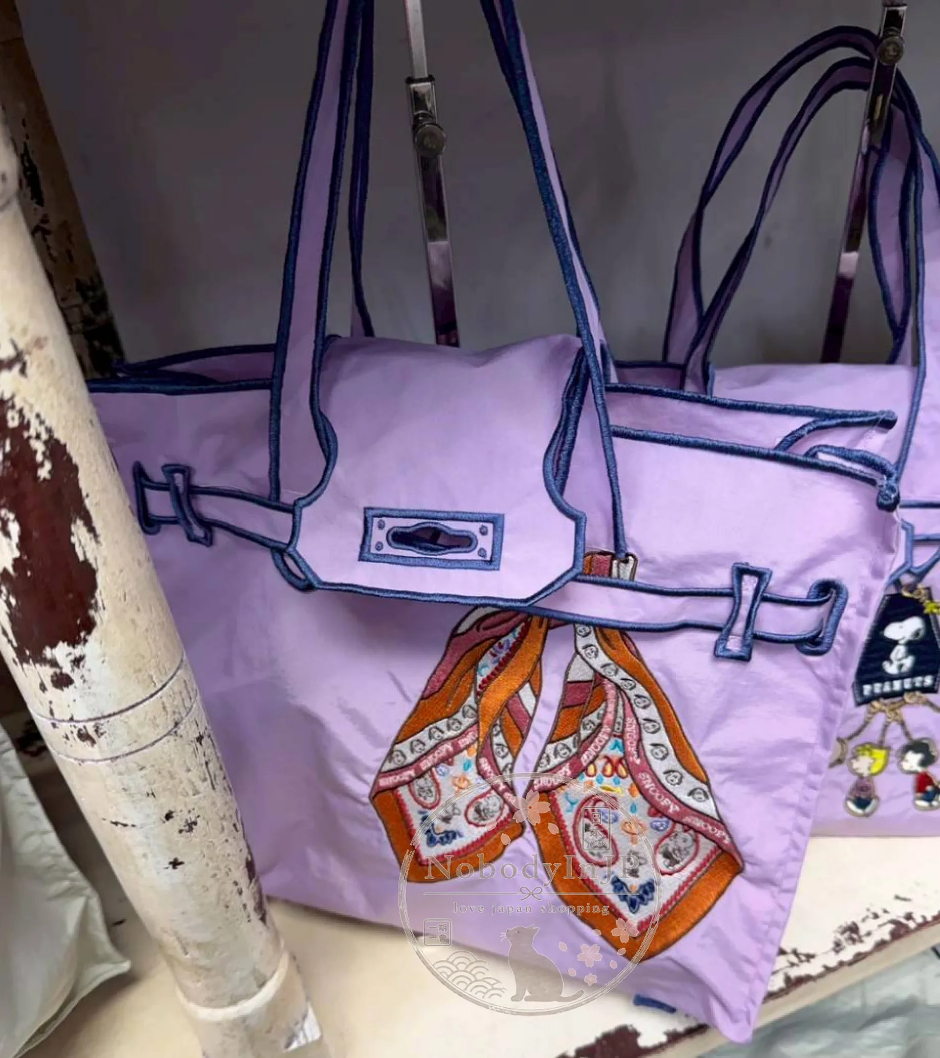 LACOUSETTEx史努比平價愛馬仕風格刺繡購物袋