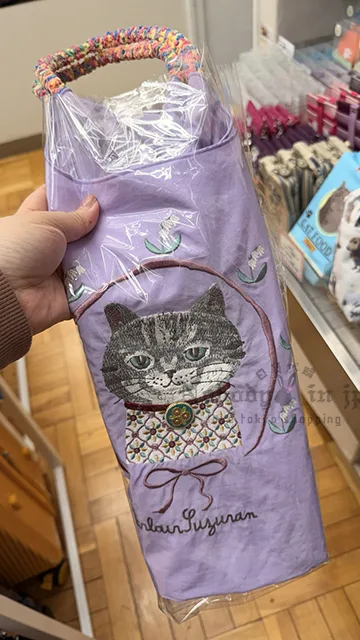 Kusuguru洋裝貓咪刺繡彩色把手購物袋 特價