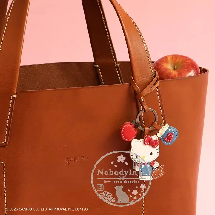 genten x Sanrio KITTY 聯名牛皮吊飾