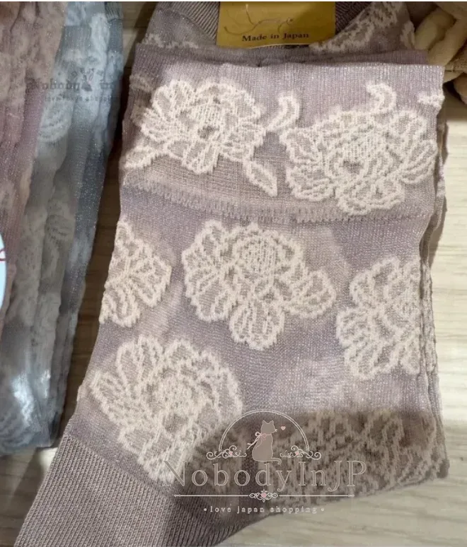 Tabio靴下屋日本製牡丹花朵透膚襪