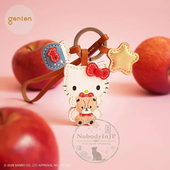 genten x Sanrio KITTY 聯名牛皮吊飾