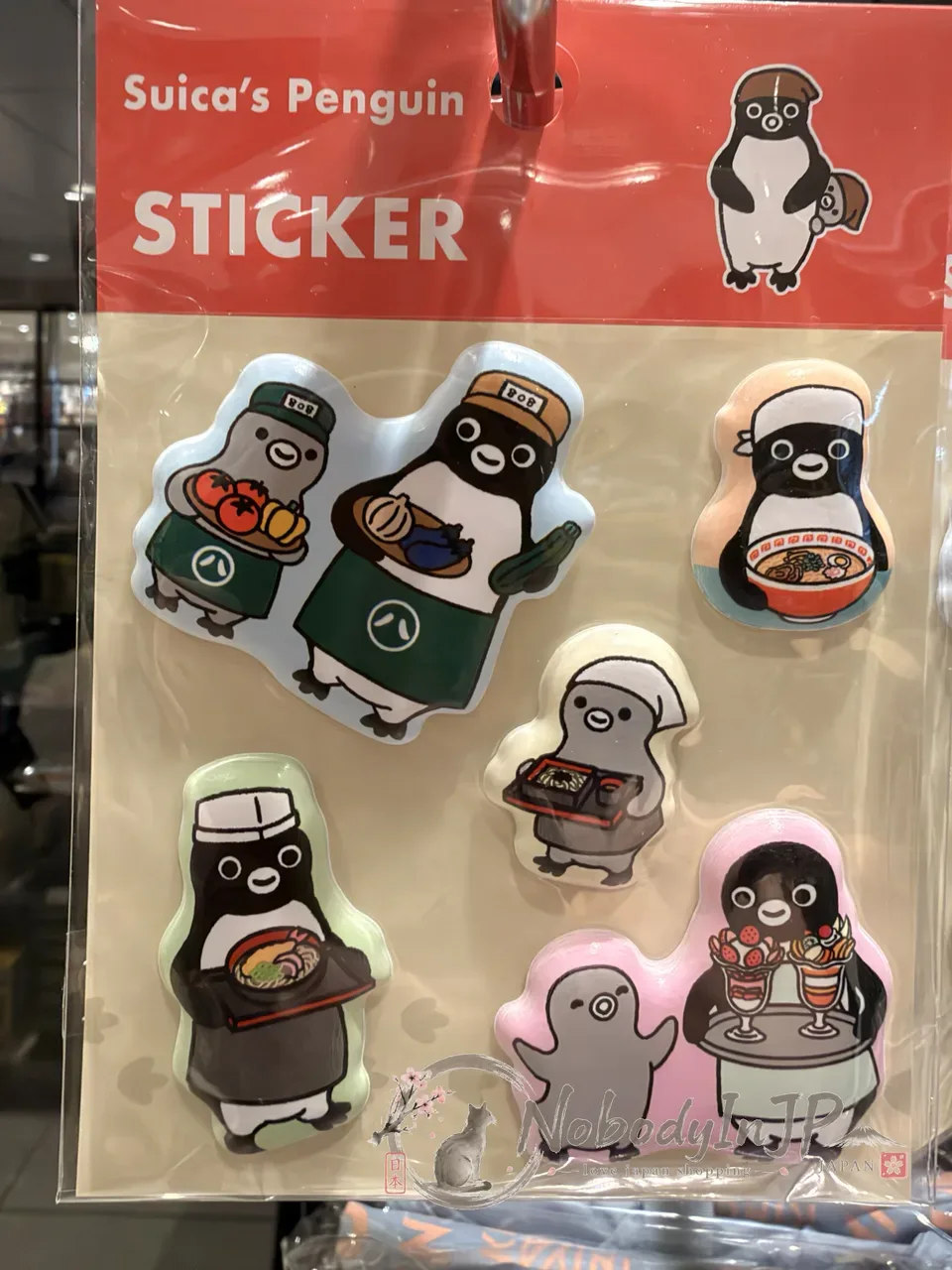 Suica企鵝鳥獸戲畫系列5入半立體貼紙