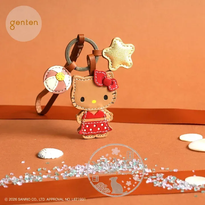 genten x Sanrio KITTY 聯名牛皮吊飾