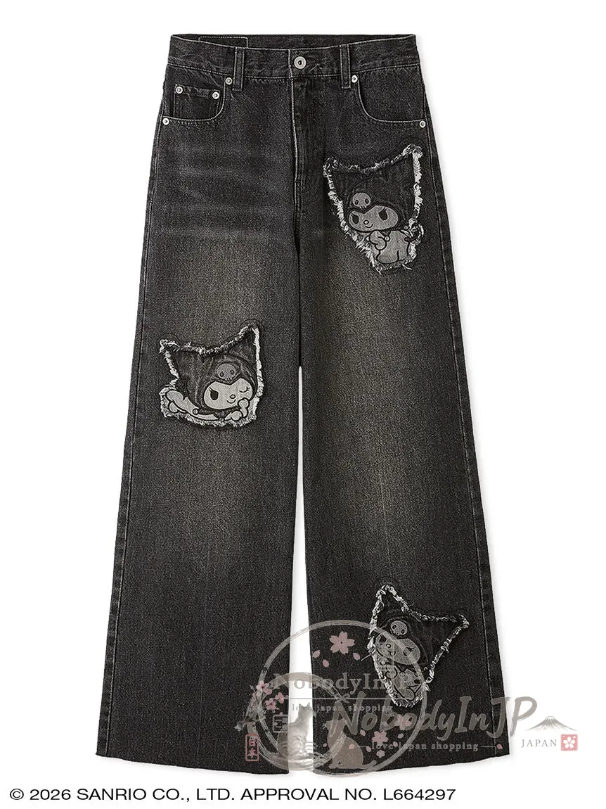 Sanrio house 貼花寬牛仔褲