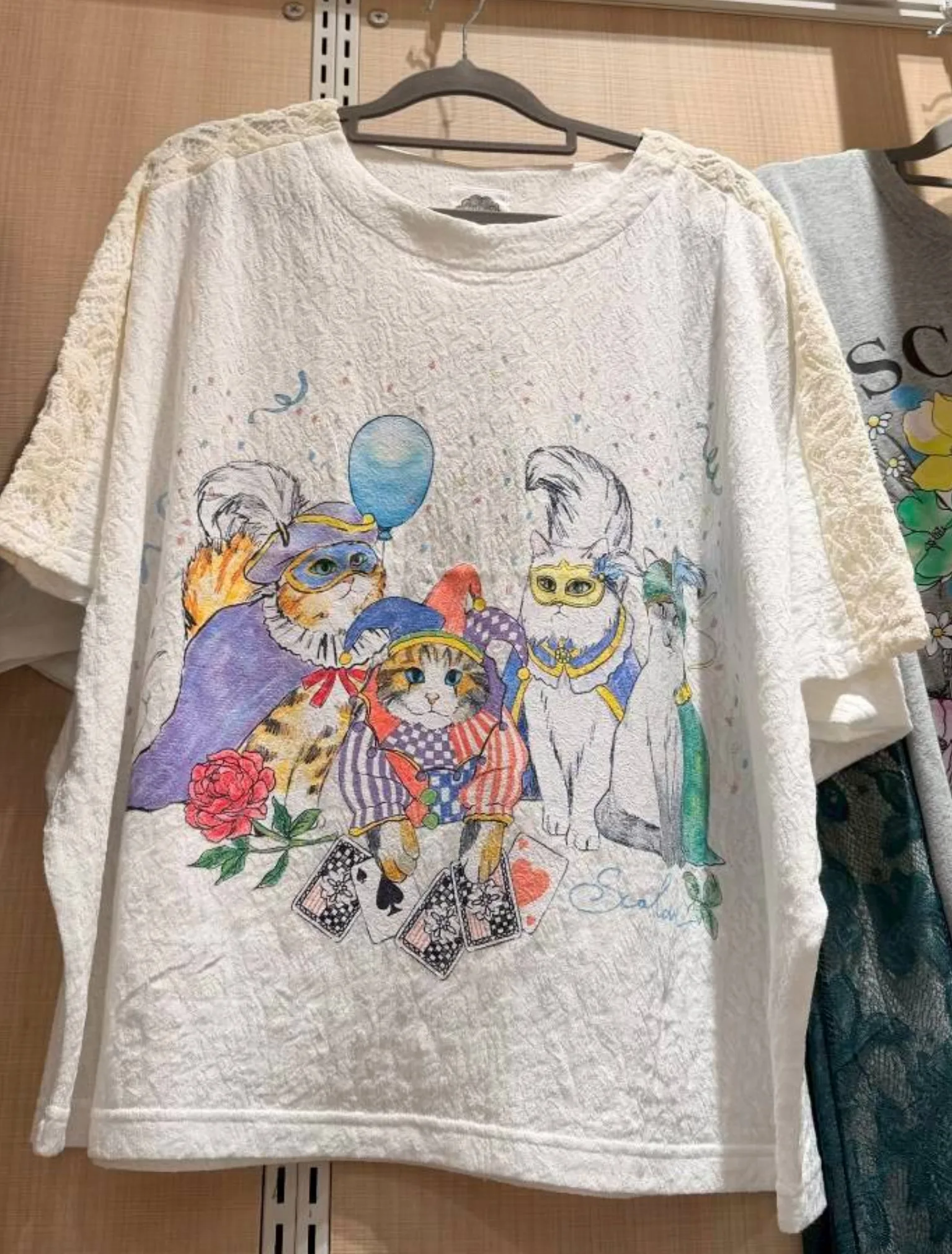 Scolar化裝舞會貓圖案蝙蝠袖上衣